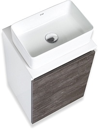 Runo Тумба под раковину Бари 40 R подвесная железный камень/белая – фотография-4